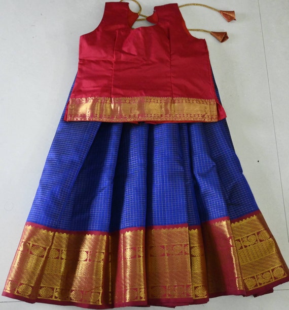 Pure Kanchipuram Pattu Pavadai for Girls Lehanga and Choli Infant