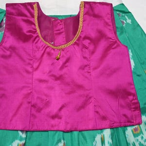 Girls' Pochampalli Ikat Silk Lehenga Choli: Indian Ethnic Party Wear image 7