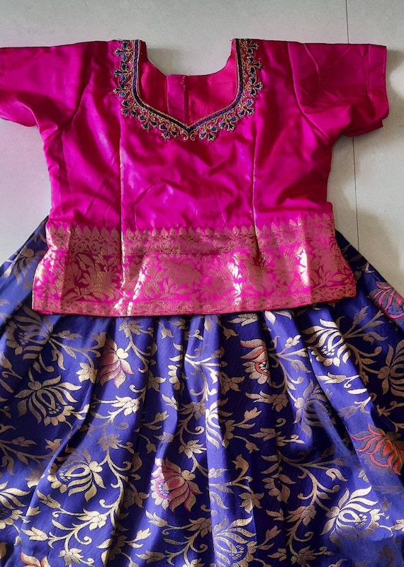 Pattu Pavadai for Girl Baby Kanchipuram Pure Silk Lehanga Choli