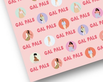 Gal pal wrapping paper, Valentines greeting paper, Galentines wrapping paper