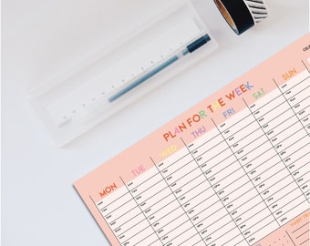 Weekly Desk Planner in a Peach, Desk Planner, Habit Tracker, Planner Pad, Weekly Notepad, Daily Planner, To-Do List A4 size