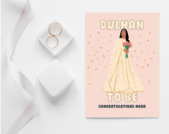 Dulhan to be, south asian bride, desi lengha engagement greeting card