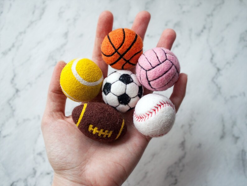 Sports Balls Cat Toys 1.5 Inch Felted Wool Soccer / Football / Etsy UK