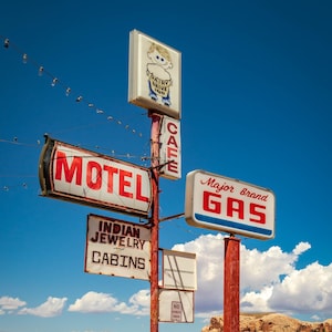 Segnaletica vintage Truck Stop / Utah (Route 66 esque) - USA Road Trip / Poster paesaggistico di alta qualità / Stampa / Incorniciato / Tela