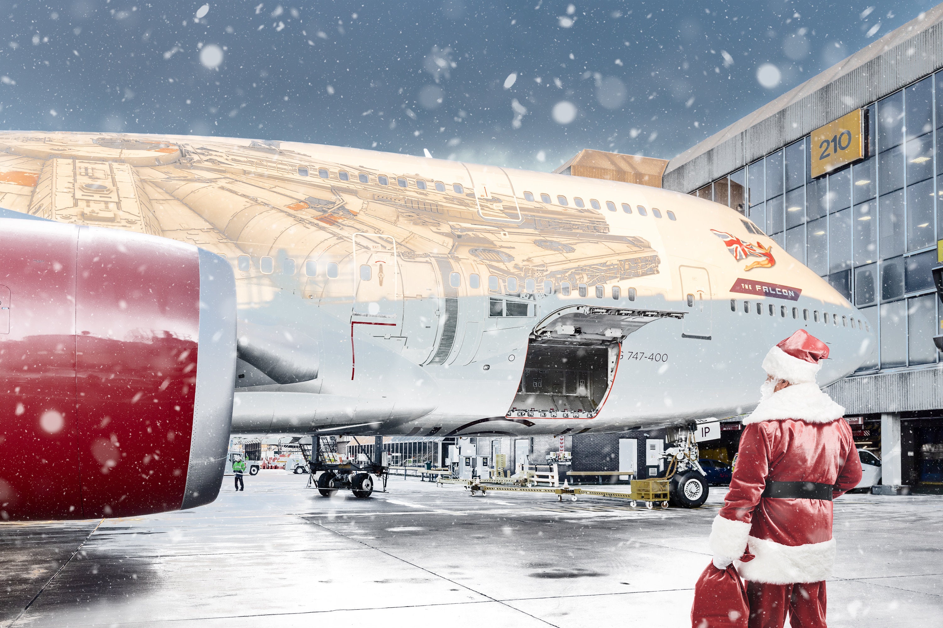 Virgin Atlantic Boeing 747 Christmas Card: Manchester Airport