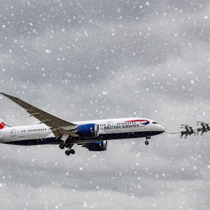 British Airways 787 Christmas Landing / Biglietto di auguri di Natale vuoto / Dreamliner London Heathrow Airport / (singolo/confezione da 10) 7x5"