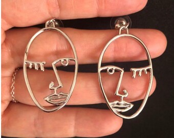 Boucles d'oreilles vacances visage boucles d'oreilles Art abstrait boucles d'oreilles pour femmes filles déclaration gland boucles d'oreilles cadeau exquis argent Boucles d'oreilles vacances visage boucles d'oreilles Art abstrait boucles d'oreilles pour femmes filles déclaration gland boucles d'oreilles cadeau exquis argent