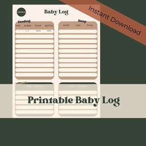 Registro de bebé / Imprimible / Descarga instantánea / Registro de niñera / Rastreador de gráficos de niñera
