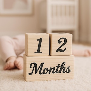 Wooden milestone blocks, Baby months, Personalize milestone blocks, Wood age block, Day Week Month Year countdown blocks, Nursery photo prop