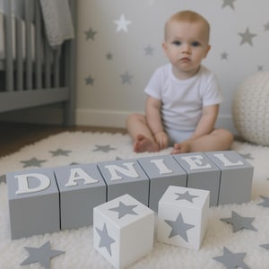 Wooden name blocks for boy, Baby milestone blocks, Alphabet blocks, Personalized baby blocks, Wooden letter blocks, Nursery decor