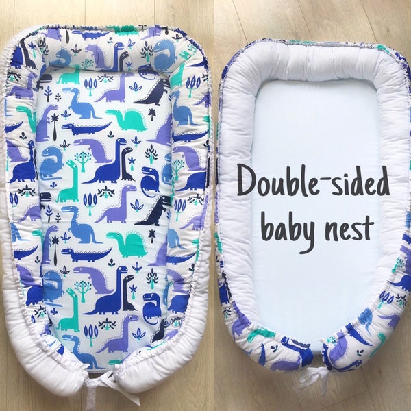 Baby nest, toddler bed, cocoon dinosaur, baby nest with removable mattress, double-sided babynest, baby nest bed, toddler nest, newborn gift