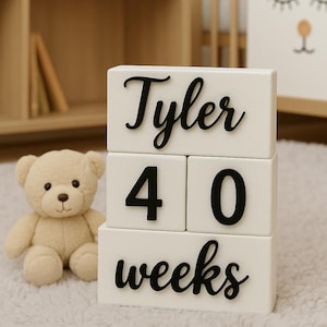 Personalized milestone blocks, Baby age blocks, Baby boy milestone blocks, Milestone blocks white, Boy nursery decor, Baby shower gift