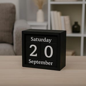 Handmade wooden perpetual calendar, Office desk accessory, Calendar for desk, Minimalist office decor, Wooden desk decor, Office Gift