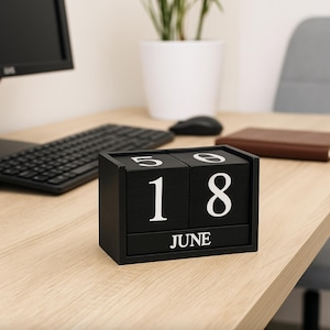 Perpetual calendar wood, Wooden calendar, Calendar block, Perpetual desk calendar, Office accessories, Office decor for men