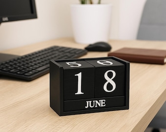 Calendario perpetuo de escritorio de madera: decoración de oficina de pino macizo