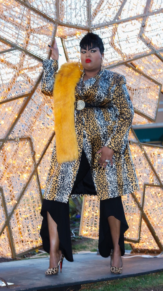 80s Leopard Trench Dress Jacket Designer Vintage P