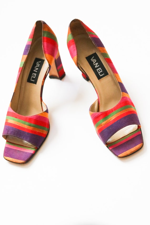 80s Vaneli Heels Stripe Rainbow Colorful Heels Vin