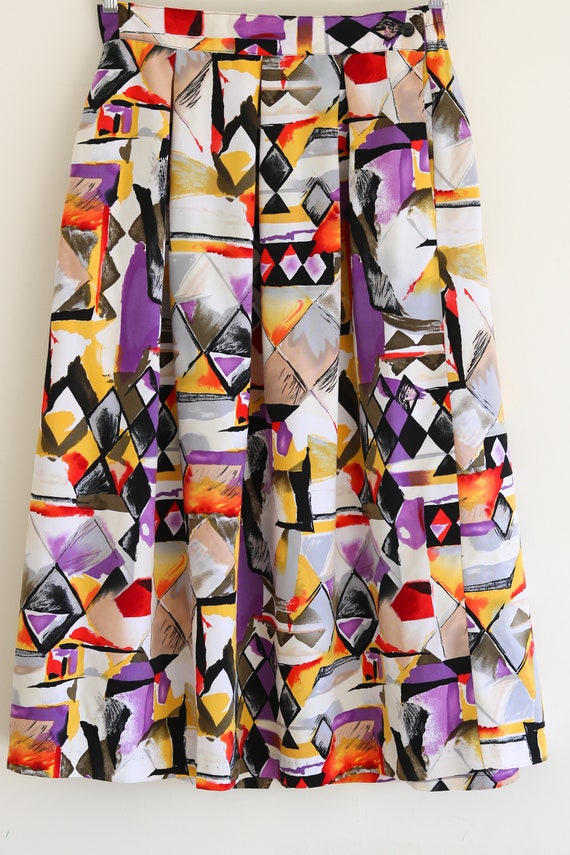 Vintage Plus Size Abstract Colorful Midi Skirt
