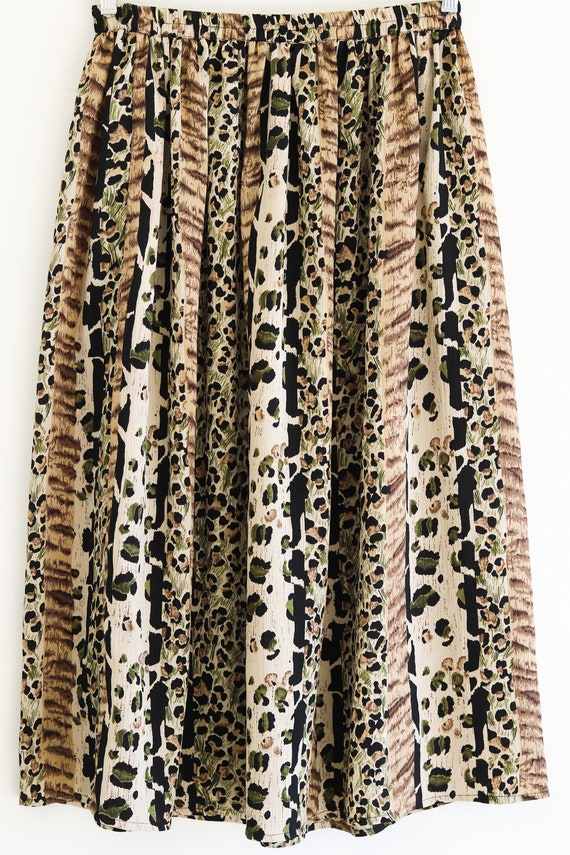 Leopard Animal Print Midi Skirt Plus Size Vintage