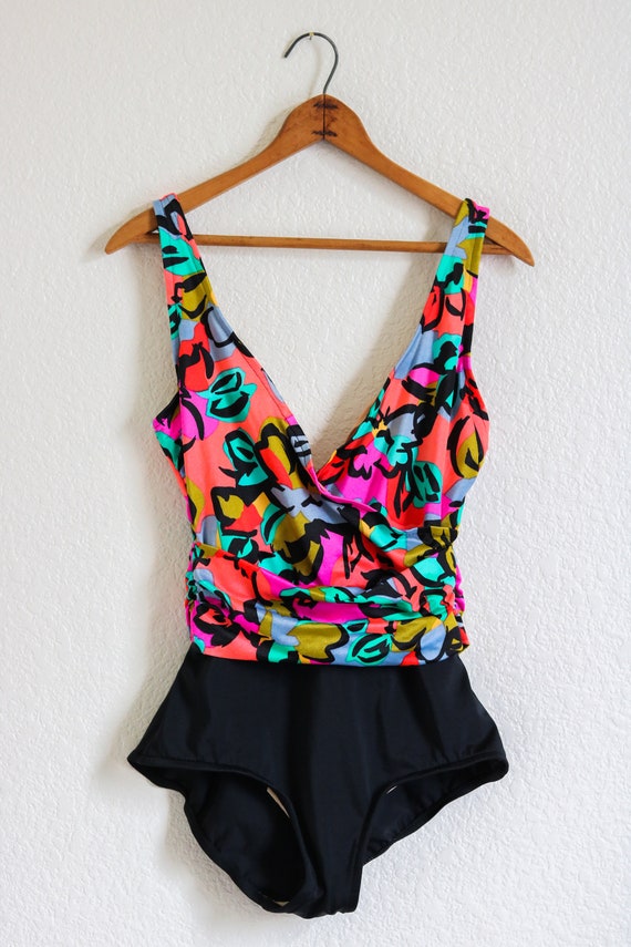 Vintage 80s Swimsuit Colorful Swimsuit