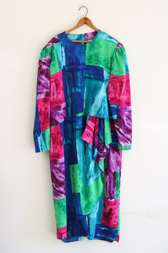 80s Dress Abstract Avant Garde Plus Size Vintage D