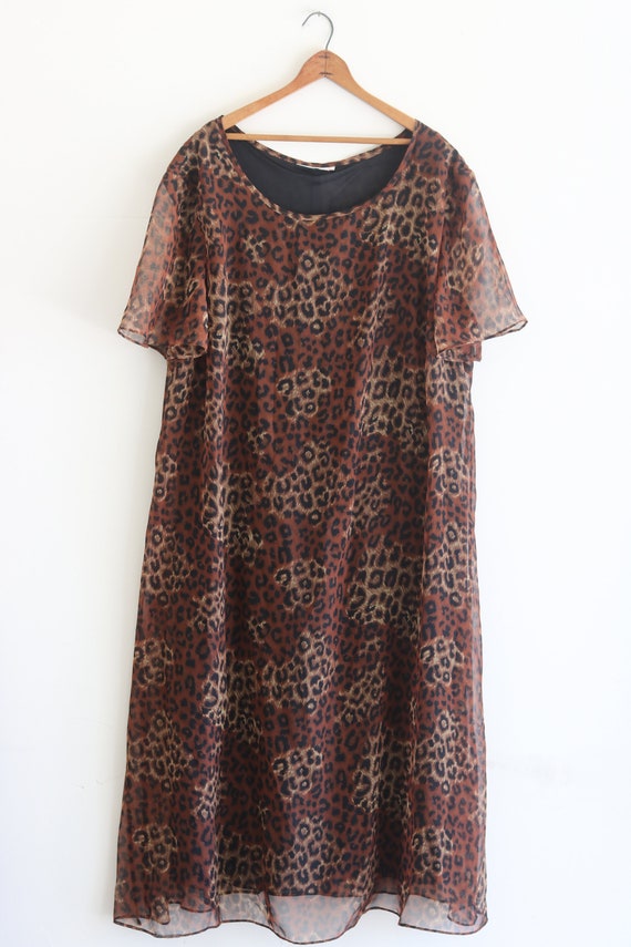 Vintage Dress Leopard Dress Plus Size Vintage 90s
