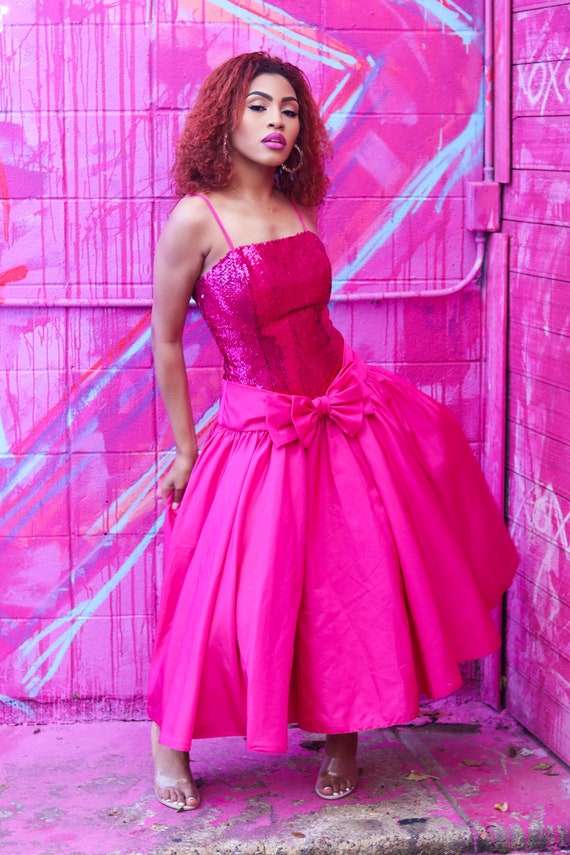 80's Hot Pink Party Dress