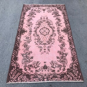 Turkish Pink Color Rug, pastel Faded Rug, 6’8x3’7 Feet, Anatolian Vintage Rug, Handwoven Area Rug, 208x115 Cm