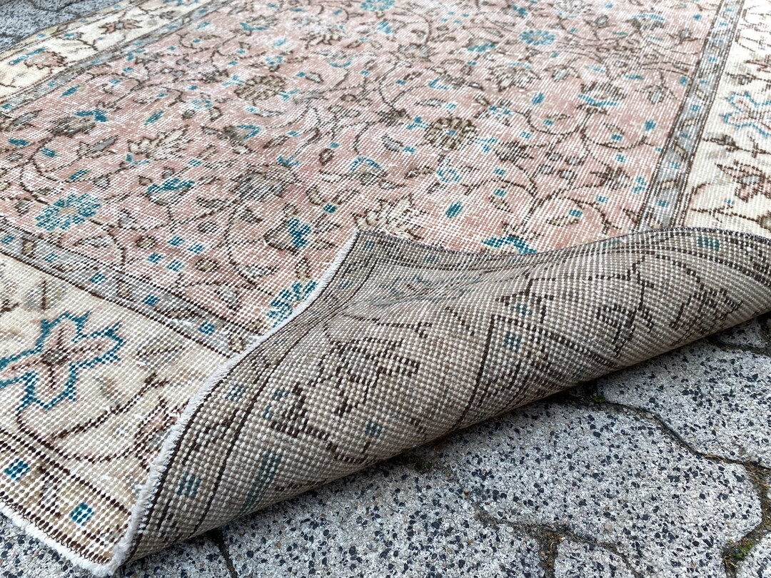 Soft Pastel Pink 4x7 Rug, Floral Designer for Bedroom Rug, Modern ...
