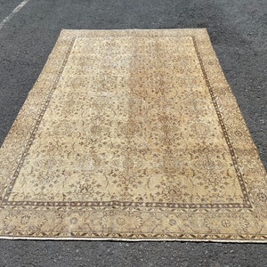 Turkish Oversize Vintage Rug, 6x10 Ft, Floral Area Rug, Turkish Traditional Rug, Vintage Oversize Rug, Faded Carpet, Wool Antique 301x198