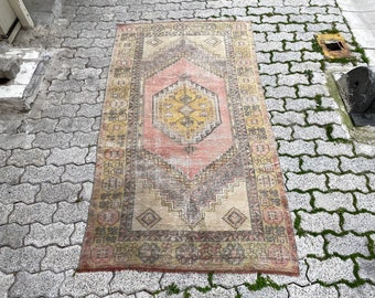 3x6 Vintage Rug, Turkish Rug, Oushak Rug, Woven Rug, Modern Art Rug, Boho Decor, Antique Decor, Rugs For Living Room, Modern Rug, 2463