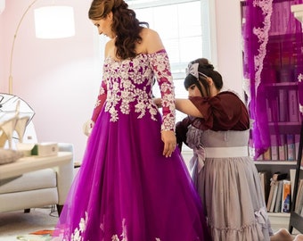 Purple Wedding Dress, Purple and Ivory Wedding Dress, Alternative Wedding Dress, Disney Wedding Dress, Custom Wedding Dress