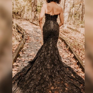 Kayla 3 in 1 Black Wedding Dress, Black Dress With Cape, Gothic Wedding Dress,Mermaid Black Dress,A-Line Wedding Dress,Black Dress