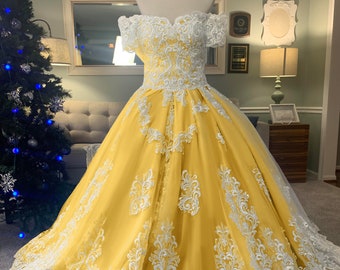 Beauty and the Beast Wedding Dress / Custom Disney Wedding Dress/ Yellow Wedding Dress