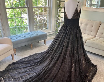 Marcy Custom Black Chantilly Lace Wedding Dress , Marcy Chantilly Lace Wedding Dress, Custom Black Wedding Dress by Brides & Tailor