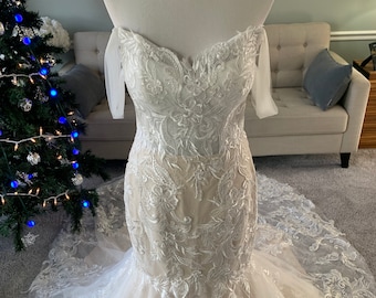 Amani Custom Mermaid Wedding Dress with Lace Overlay