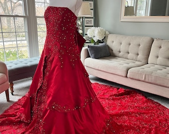 red steampunk wedding dress Victorian Queen Marie Antoinette Red Wedding Dress 18th Century Gothic Steampunk