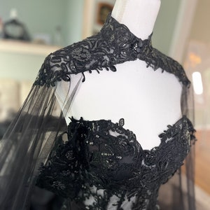 Black Bridal Cape Veil by Brides & Tailor  / Cape Veil in Black/ Custom Black Cape Veil