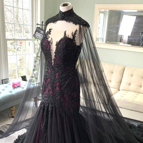 Black and Purple Wedding Dress Gothic Wedding Dress Trumpet Etsy