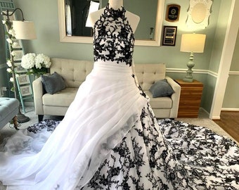 macys plus size black dresses Fantasy A-Line Lace Long Sleeves Wedding Dresses Plus Size Gothic Black Dress COCOMELODY CW3156, 35 Days / As Picture:Ivory/Nude / US16-UK18-EUR46