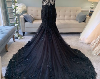 black mermaid wedding gown