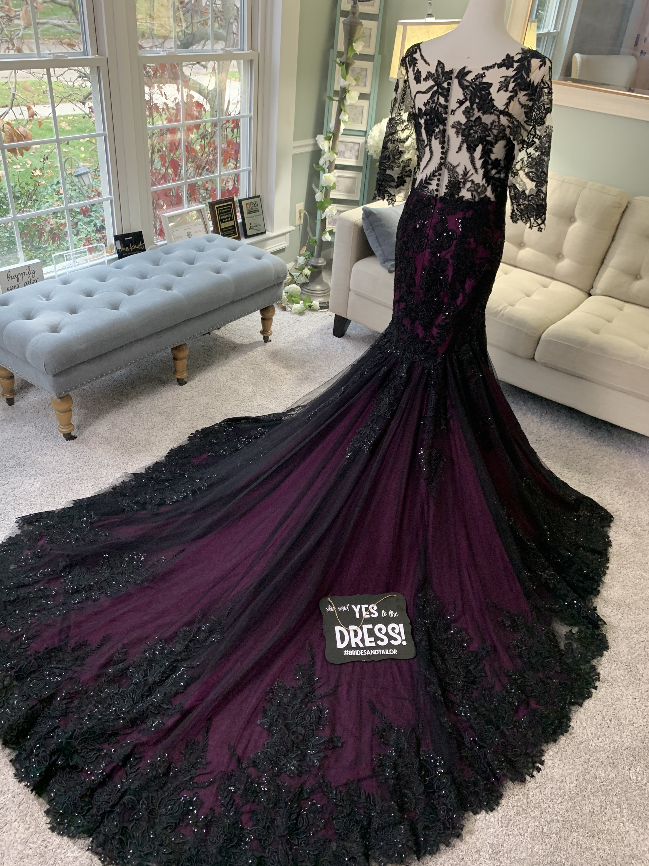 black and purple wedding dress