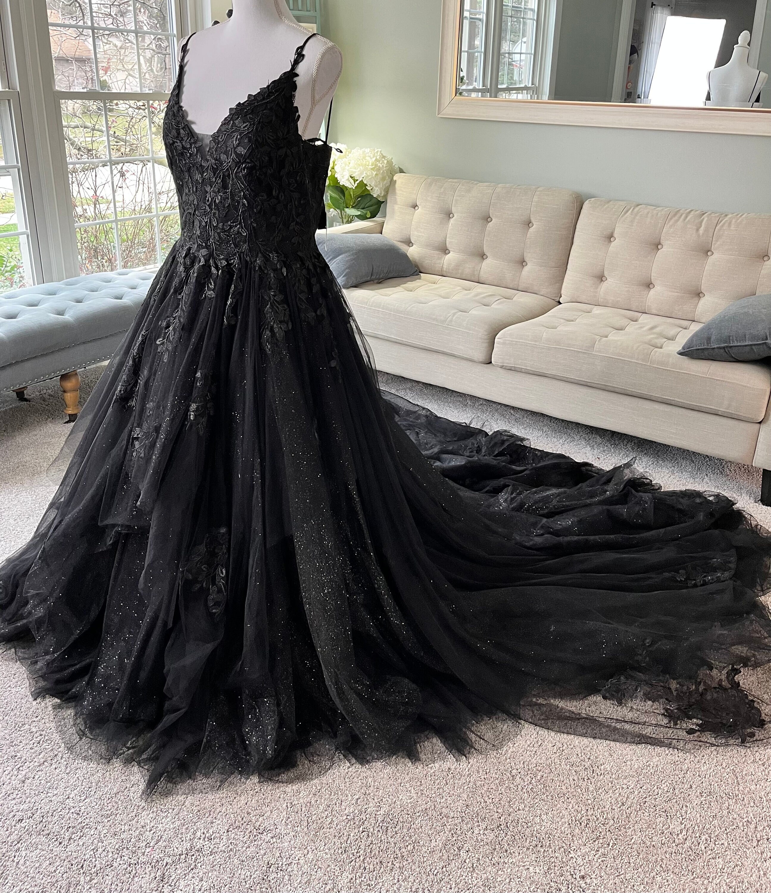 Black net long frock best sale