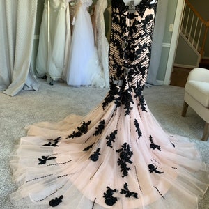 Custom Gothic Blush and Black Wedding Dress Mermaid Wedding - Etsy