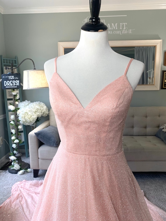 Dallas Blush Bling Wedding Dress With Floral Lace & Pockets - Etsy Dallas Blush Bling Wedding Dress With Floral Lace & Pockets - Etsy