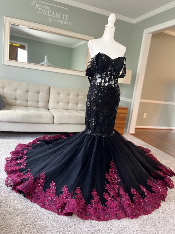 chinese dress ladies Mermaid Black Prom Dresses 20's Vintage Gold Lace Sexy Formal Dresses APD3441