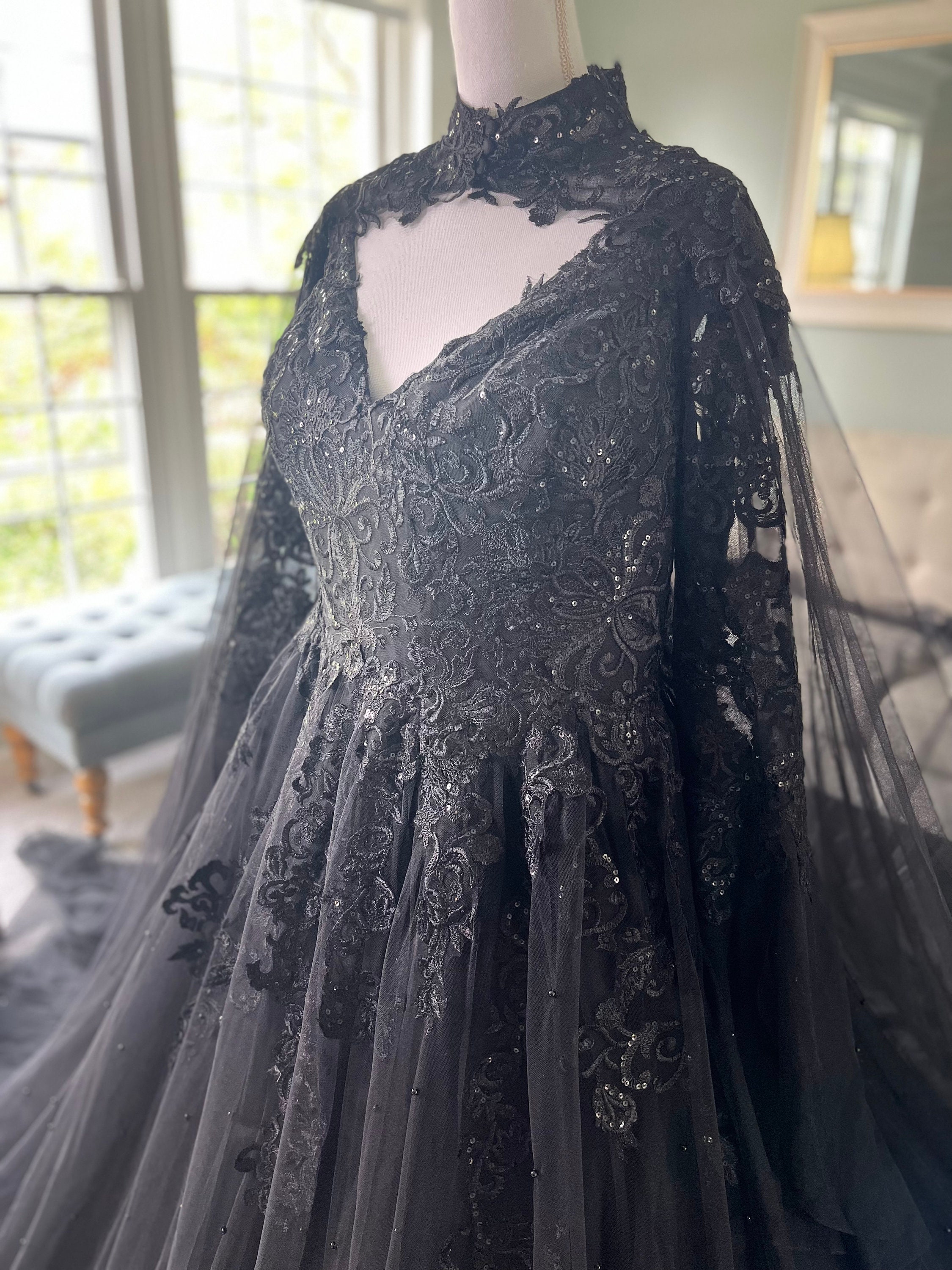Seven Wonders Black Satin Cape Dress – Shop the Mint