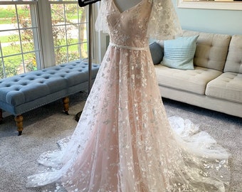 Mandy Custom Beach Wedding Dress with Lace