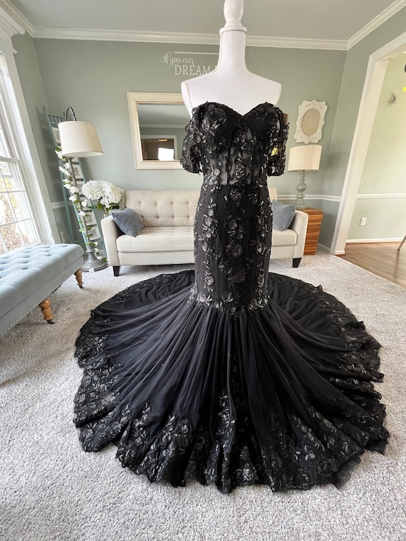 black mermaid wedding dress