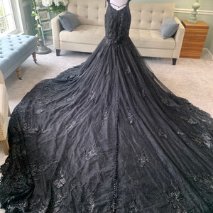 Black Wedding Dress With Sparkles ,gothic Wedding Dress, Trumpet Black ...